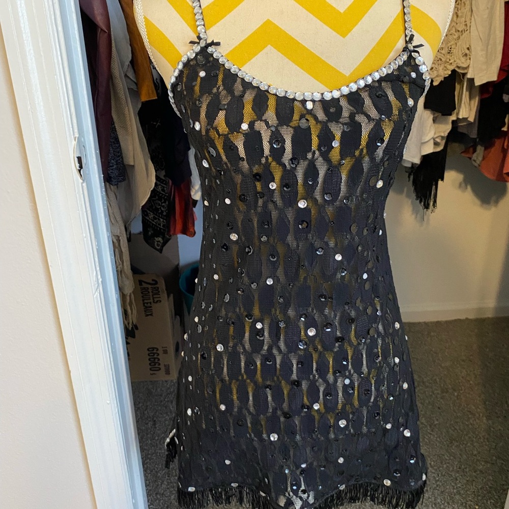 Black and Silver Sequin Dress